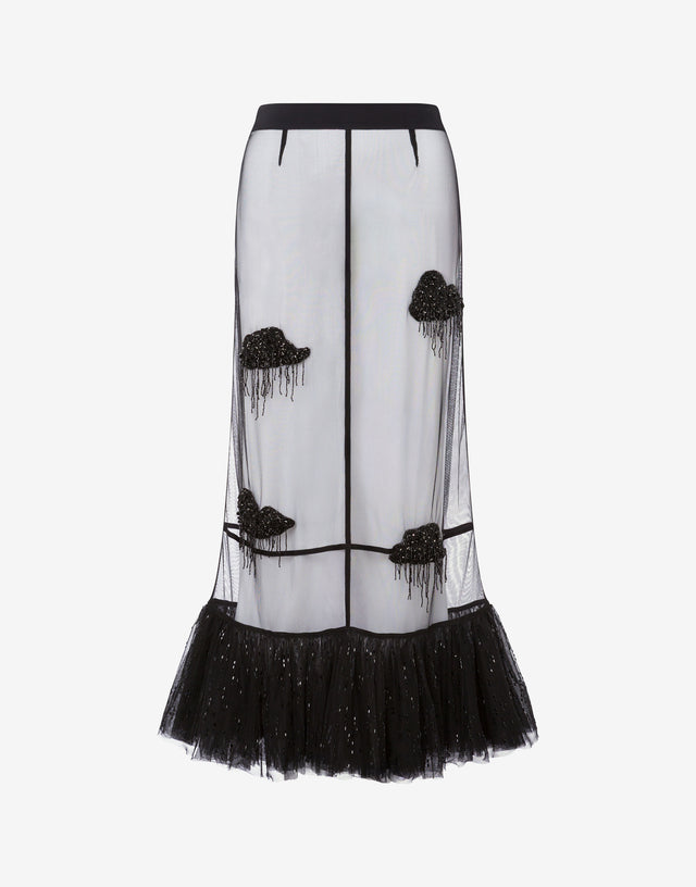 Falda de tul bordado Negro Moschino 0