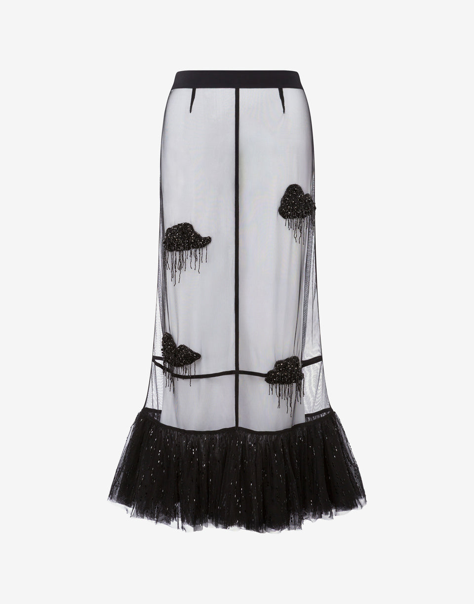 Embroidered tulle skirt Black Moschino 0