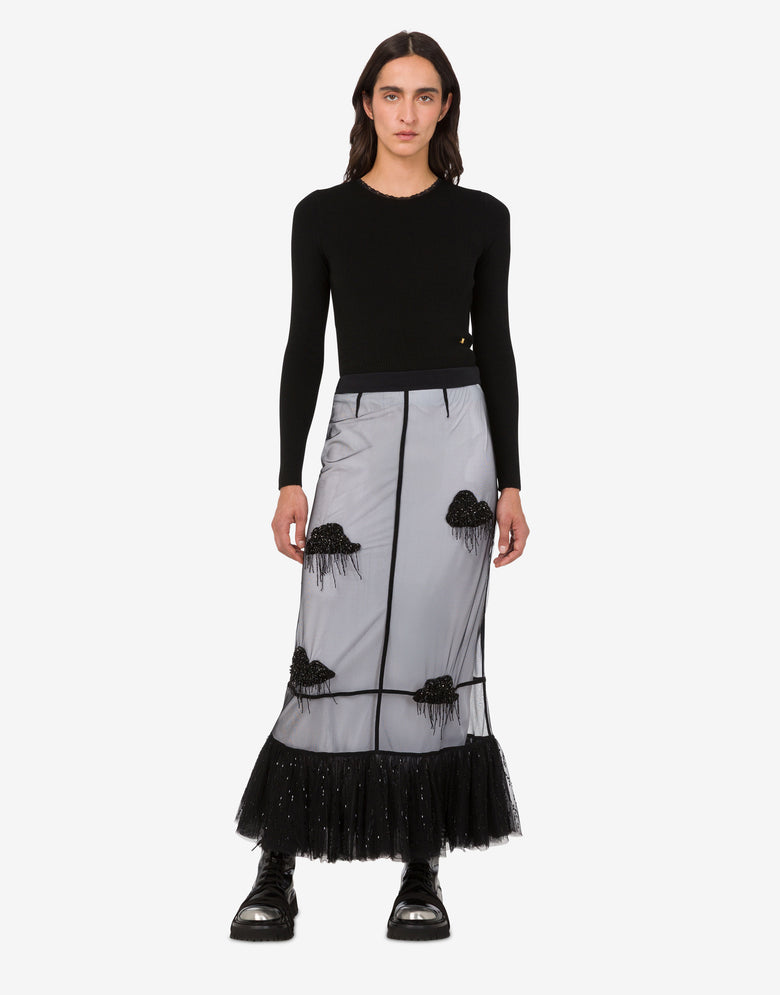 Embroidered tulle skirt Black Moschino 1