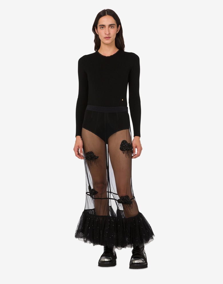 Embroidered tulle skirt Black Moschino 2