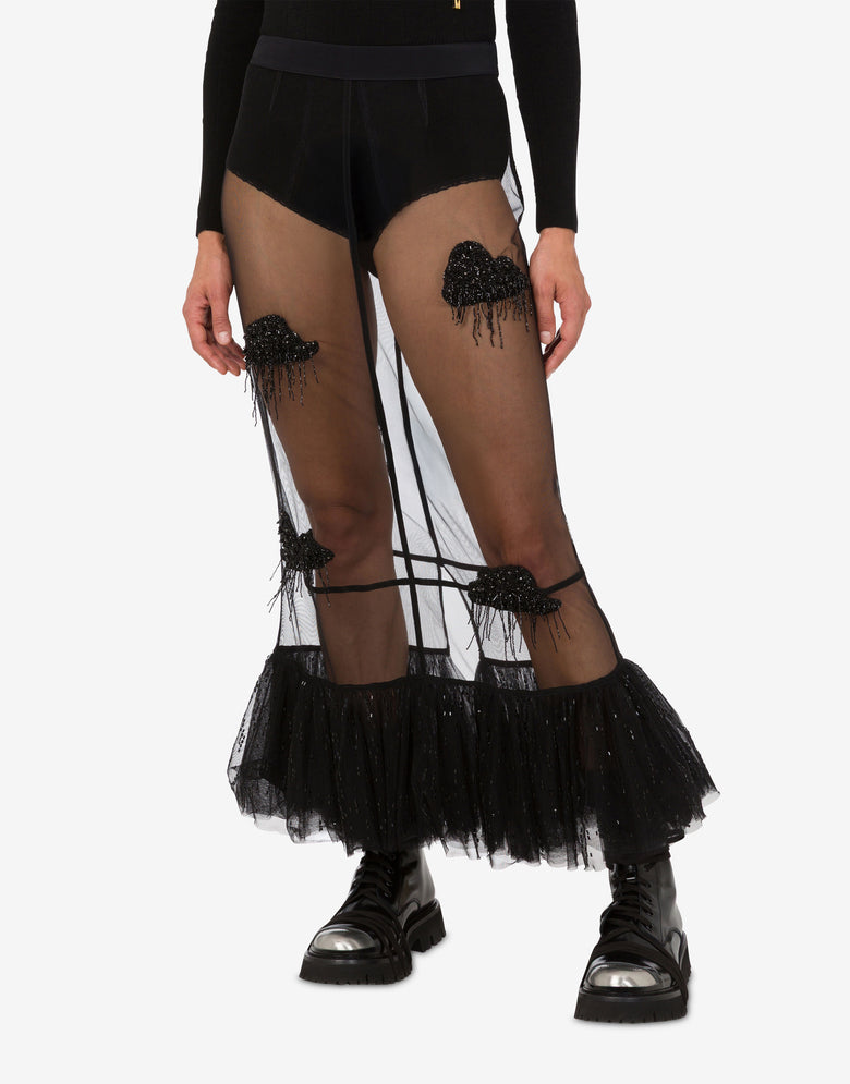 Embroidered tulle skirt Black Moschino 3