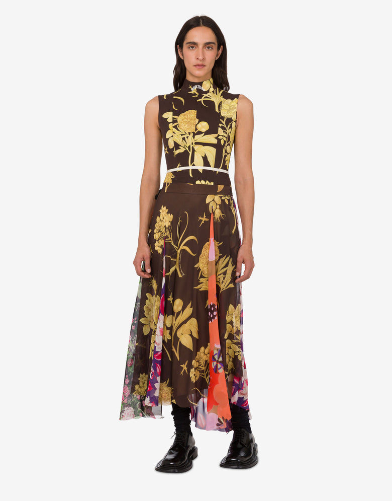 Falda de goergette de seda estampada Multicolor Moschino 1