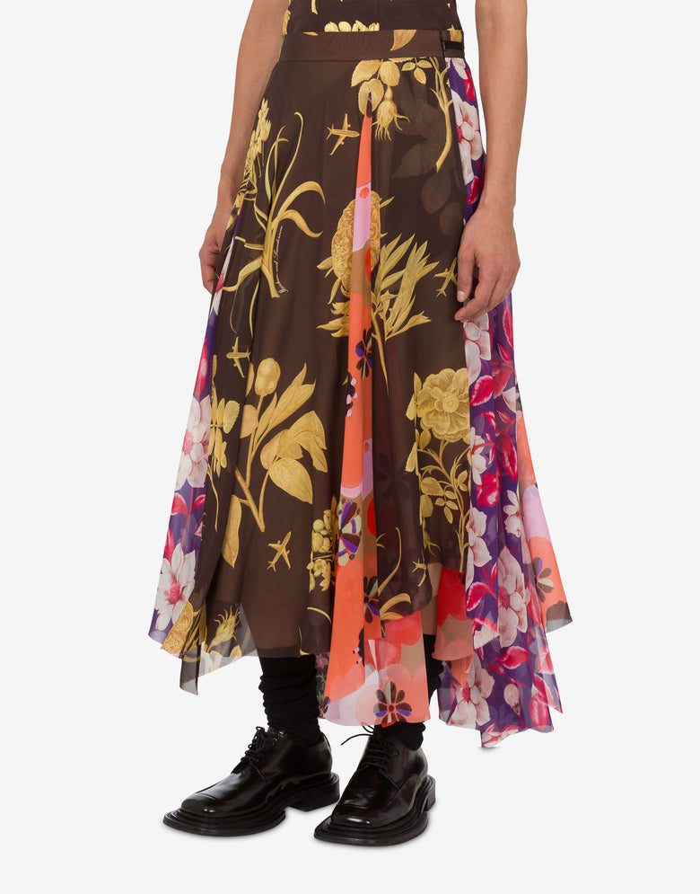 Falda de goergette de seda estampada Multicolor Moschino 2