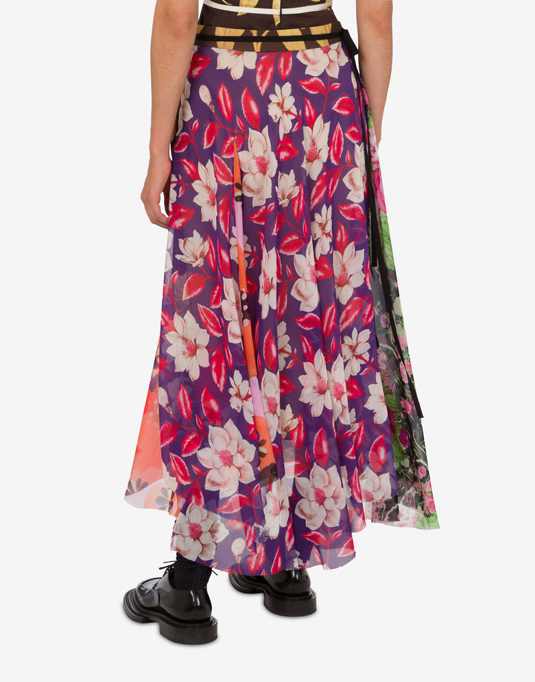 Falda de goergette de seda estampada Multicolor Moschino 3