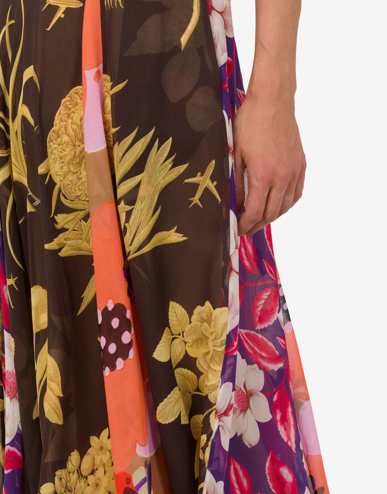 Falda de goergette de seda estampada Multicolor Moschino 4