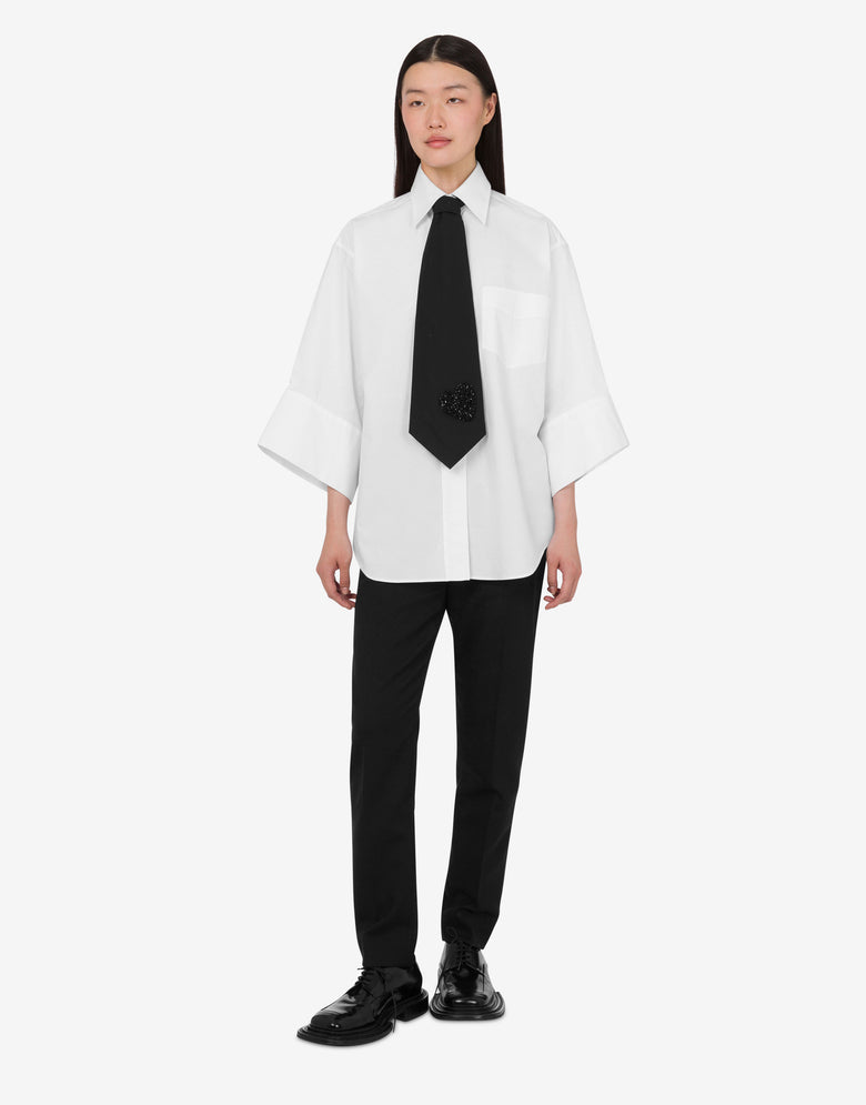 Camisa de popelina de algodón Blanco Moschino 1