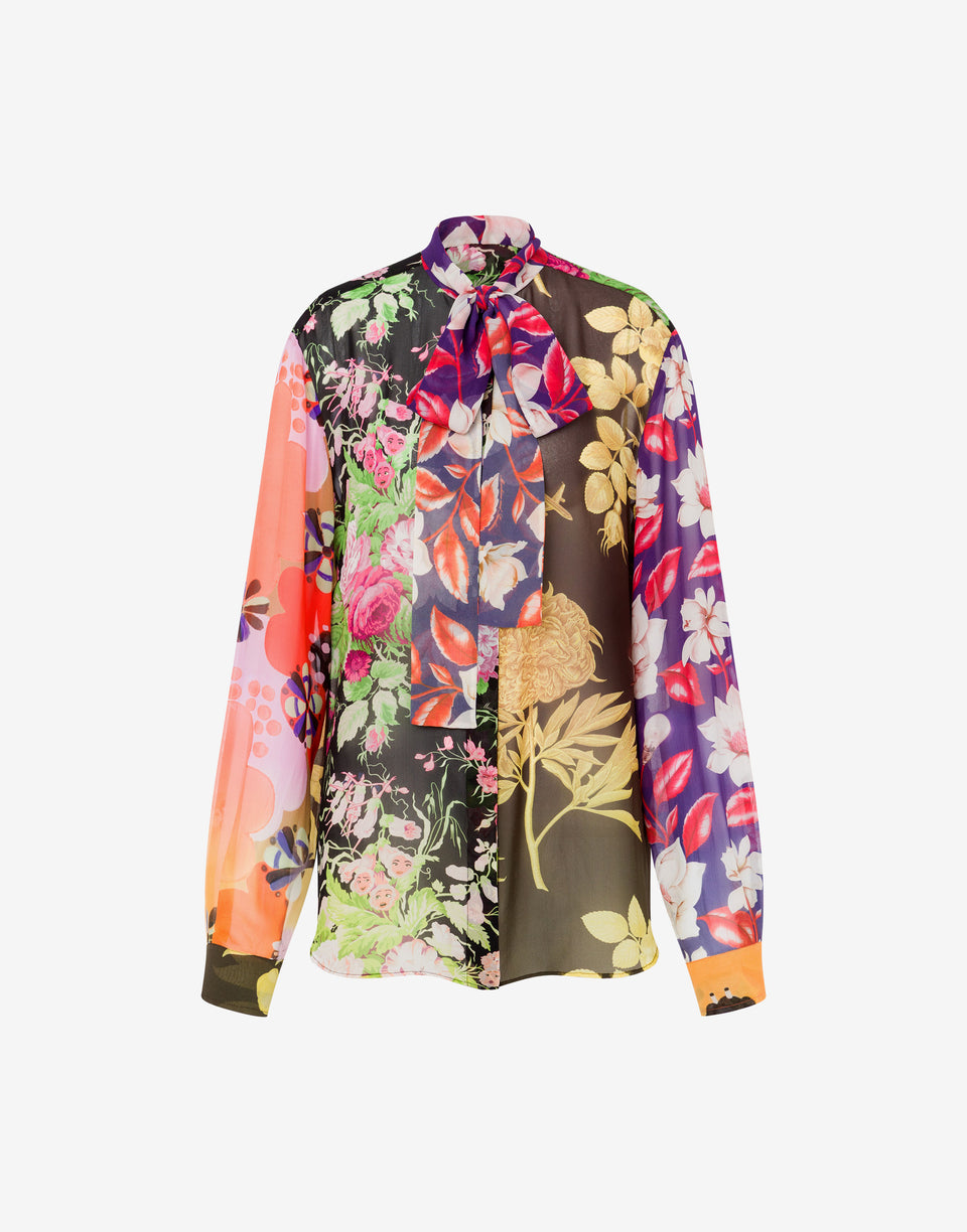 Printed silk georgette shirt Multicoloured Moschino 0