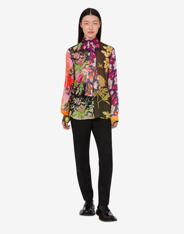 Camisa de georgette de seda estampada Multicolor Moschino 1