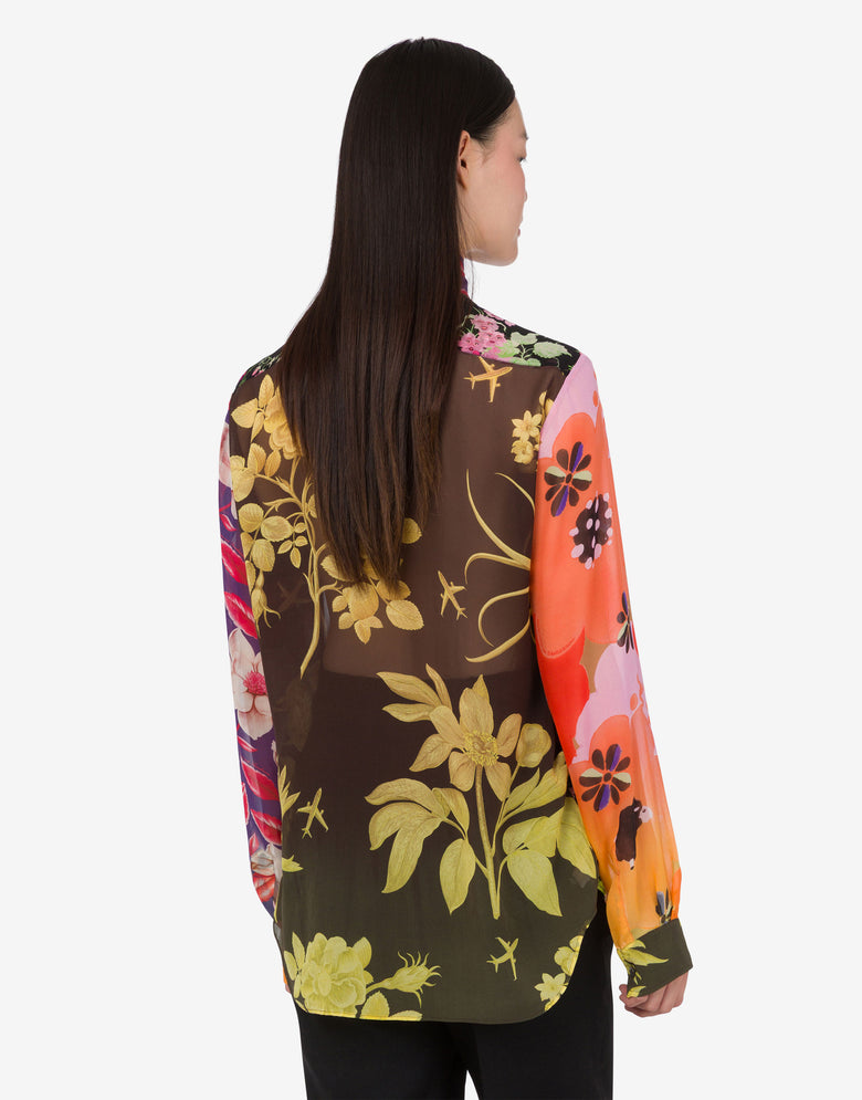 Printed silk georgette shirt Multicoloured Moschino 3