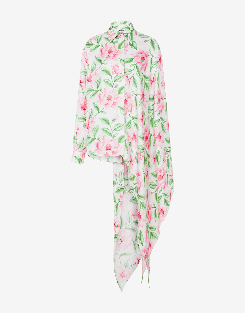 Camisa de sarga de seda estampada Blanco Moschino 0