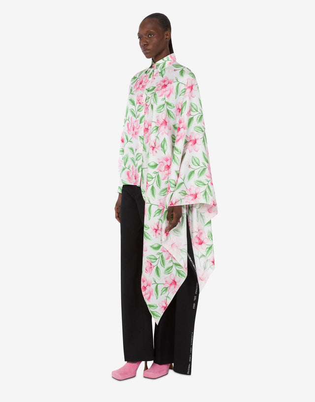 印花真丝斜纹衬衫 白色 Moschino 1