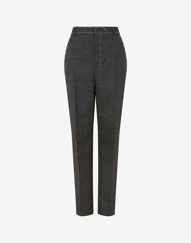 Embroidered wool canvas pants Dark grey Moschino 0