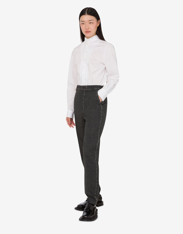 Embroidered wool canvas pants Dark grey Moschino 1