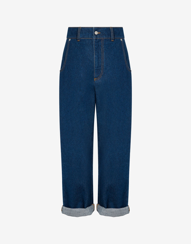 Blue cotton denim pants Dark denim Moschino 0