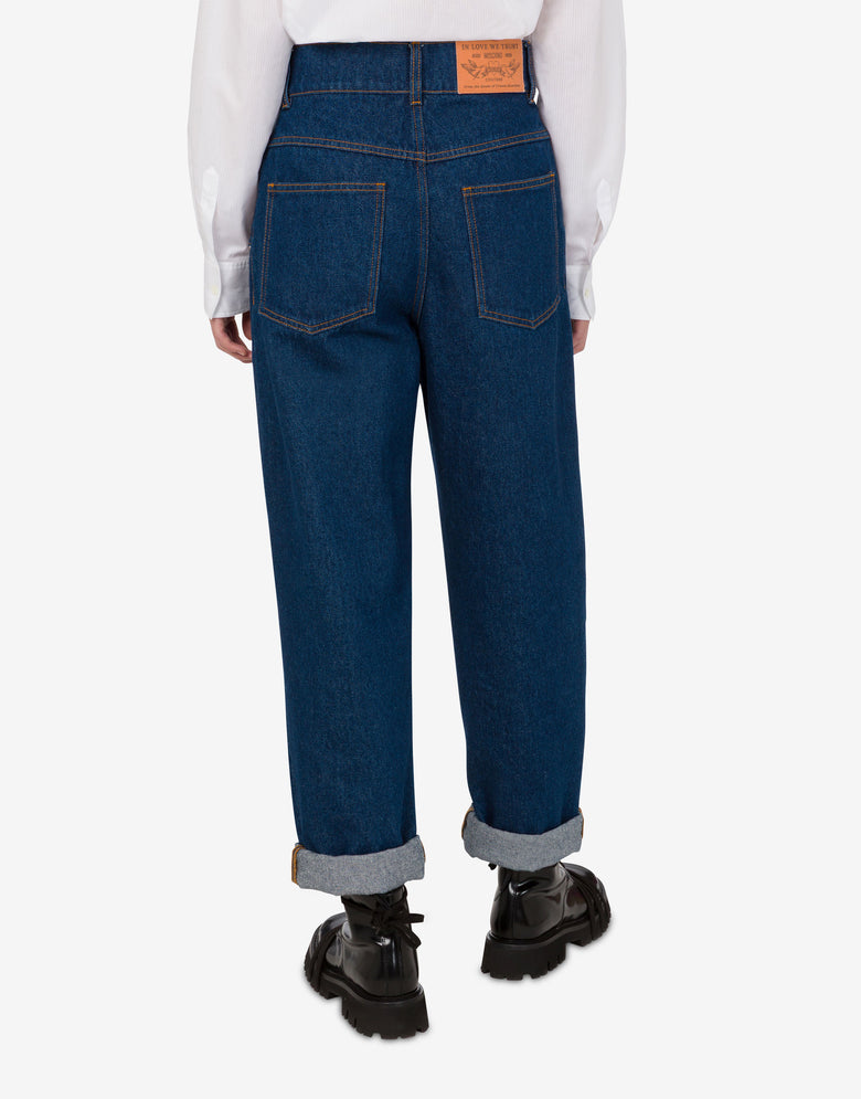 蓝色棉质牛仔长裤 深色牛仔蓝 Moschino 3