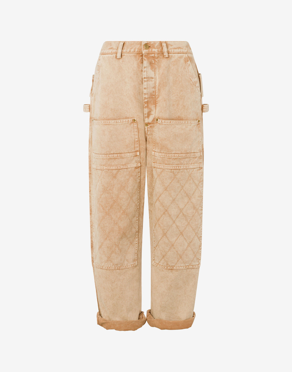 Pantalones de drill teñidos en prenda Beige Moschino 0
