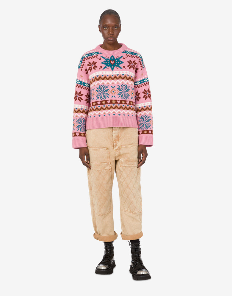 Pantalones de drill teñidos en prenda Beige Moschino 1