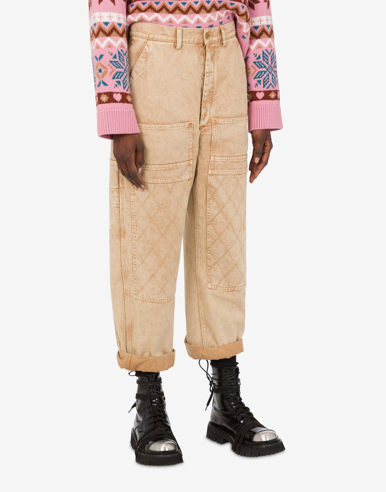 Pantalones de drill teñidos en prenda Beige Moschino 2