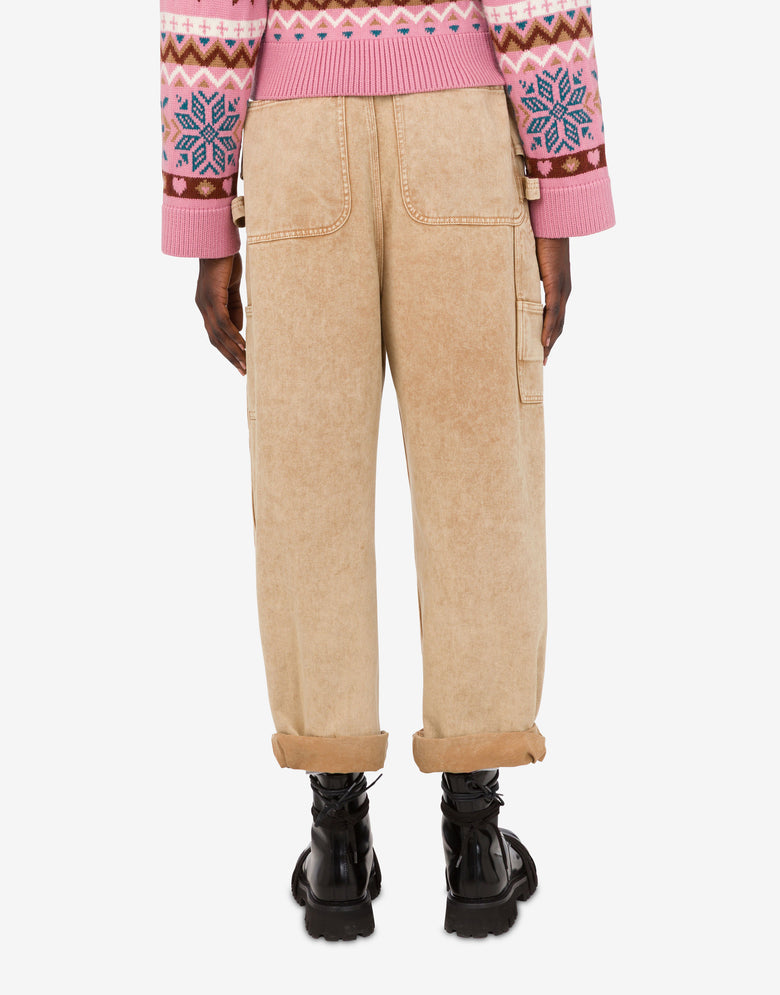 Pantalones de drill teñidos en prenda Beige Moschino 3