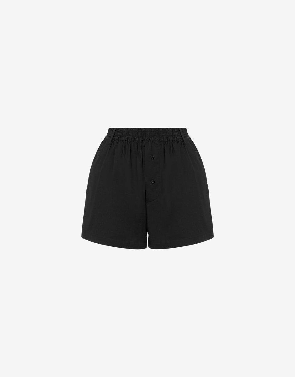 Polka Dots printed cotton poplin shorts Black Moschino 0
