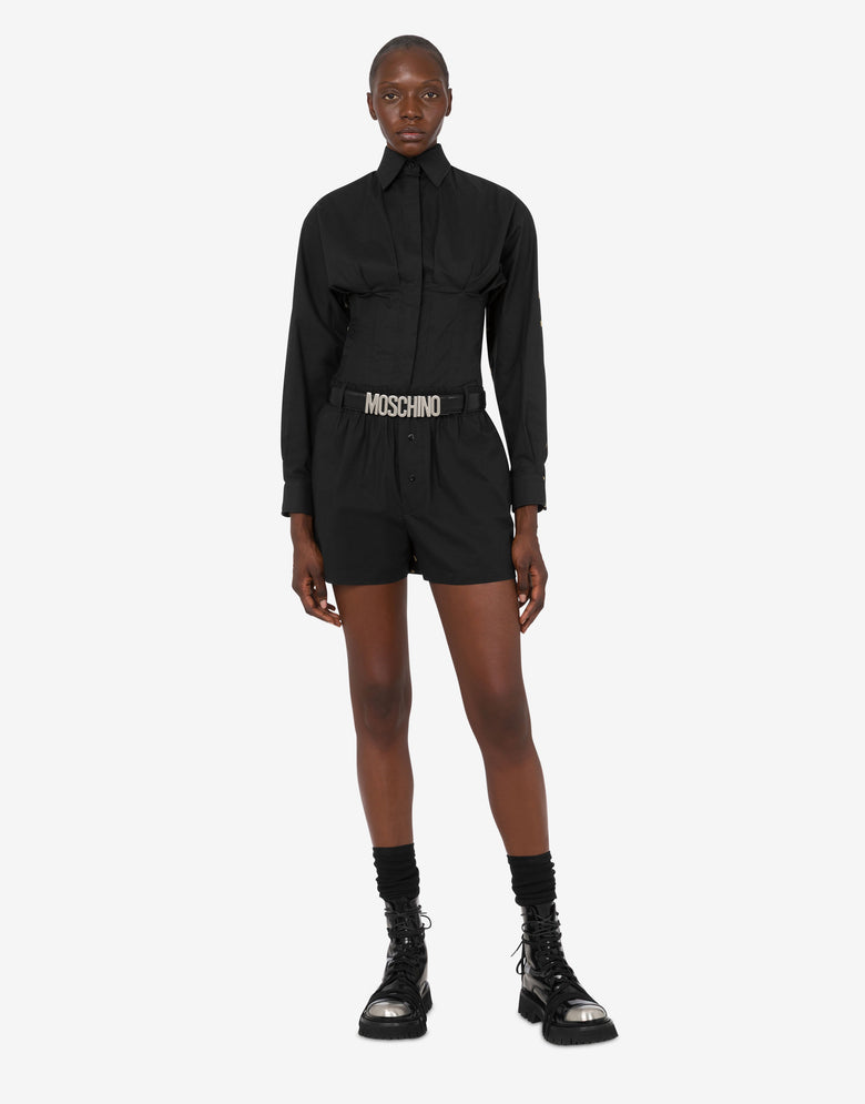Polka Dots printed cotton poplin shorts Black Moschino 1