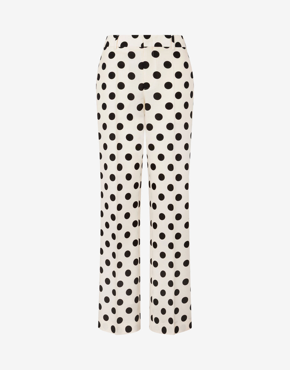 Pantalón de lana estampado de lunares Marfil Moschino 0