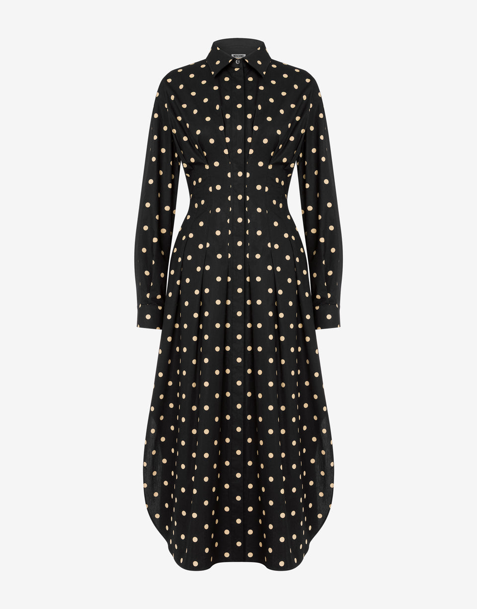 Polka Dots printed cotton poplin dress Black Moschino 0