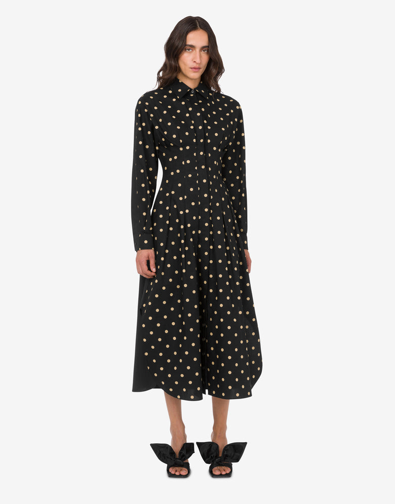 Polka Dots printed cotton poplin dress Black Moschino 1