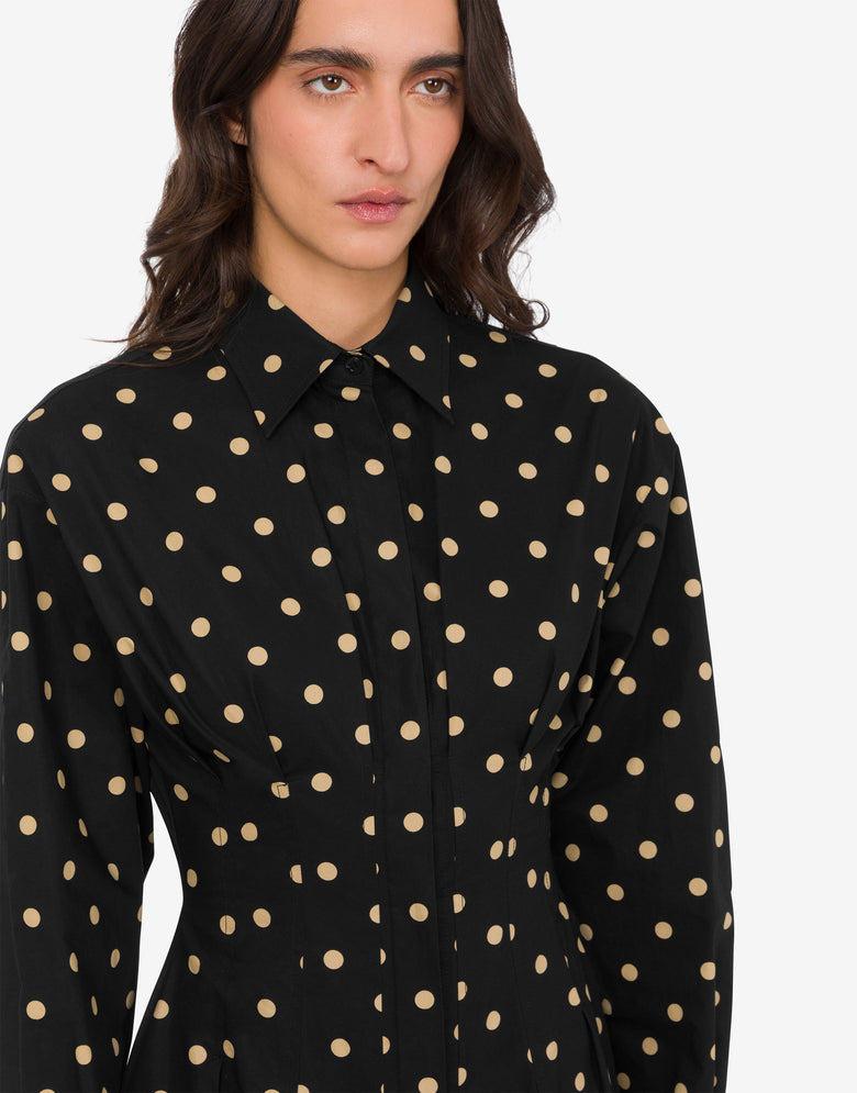 Polka Dots printed cotton poplin dress Black Moschino 3