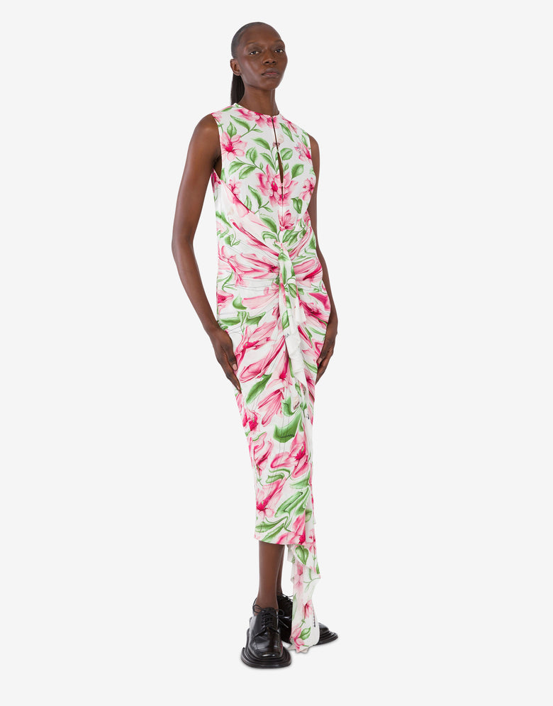 Printed crepe de chine dress White Moschino 1