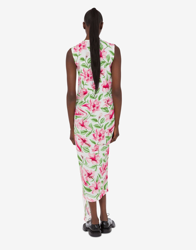 Printed crepe de chine dress White Moschino 2