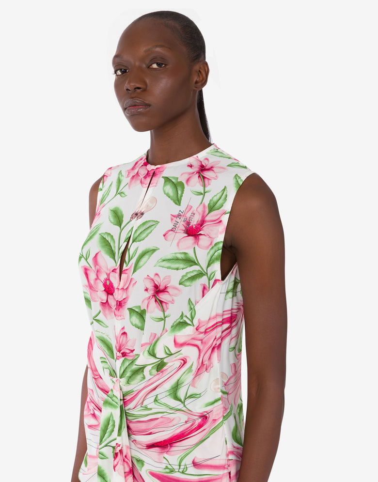 Printed crepe de chine dress White Moschino 3