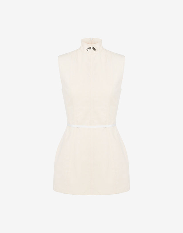 Vestido de lona de algodón crudo Marfil Moschino 0