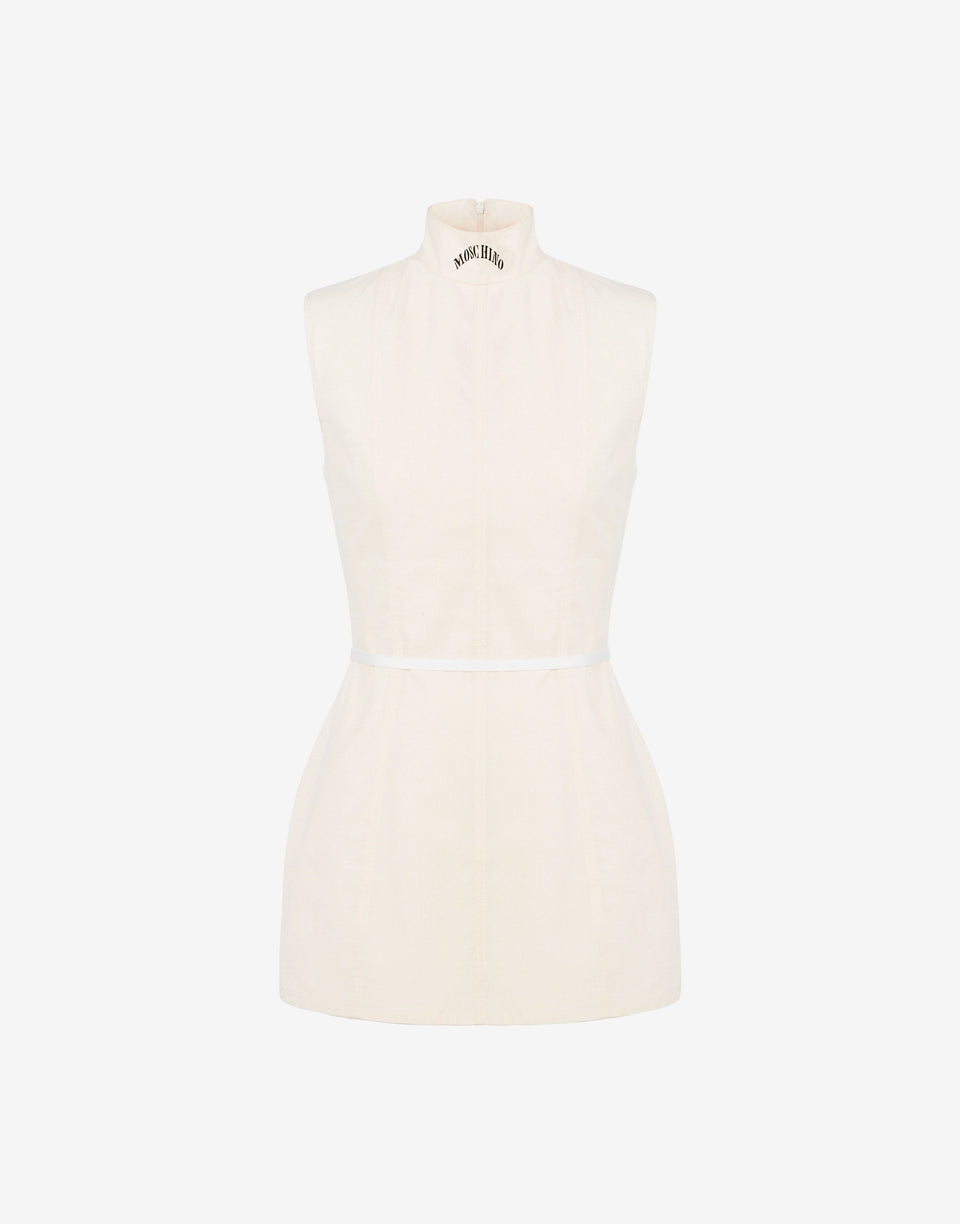Vestido de lona de algodón crudo Marfil Moschino 0