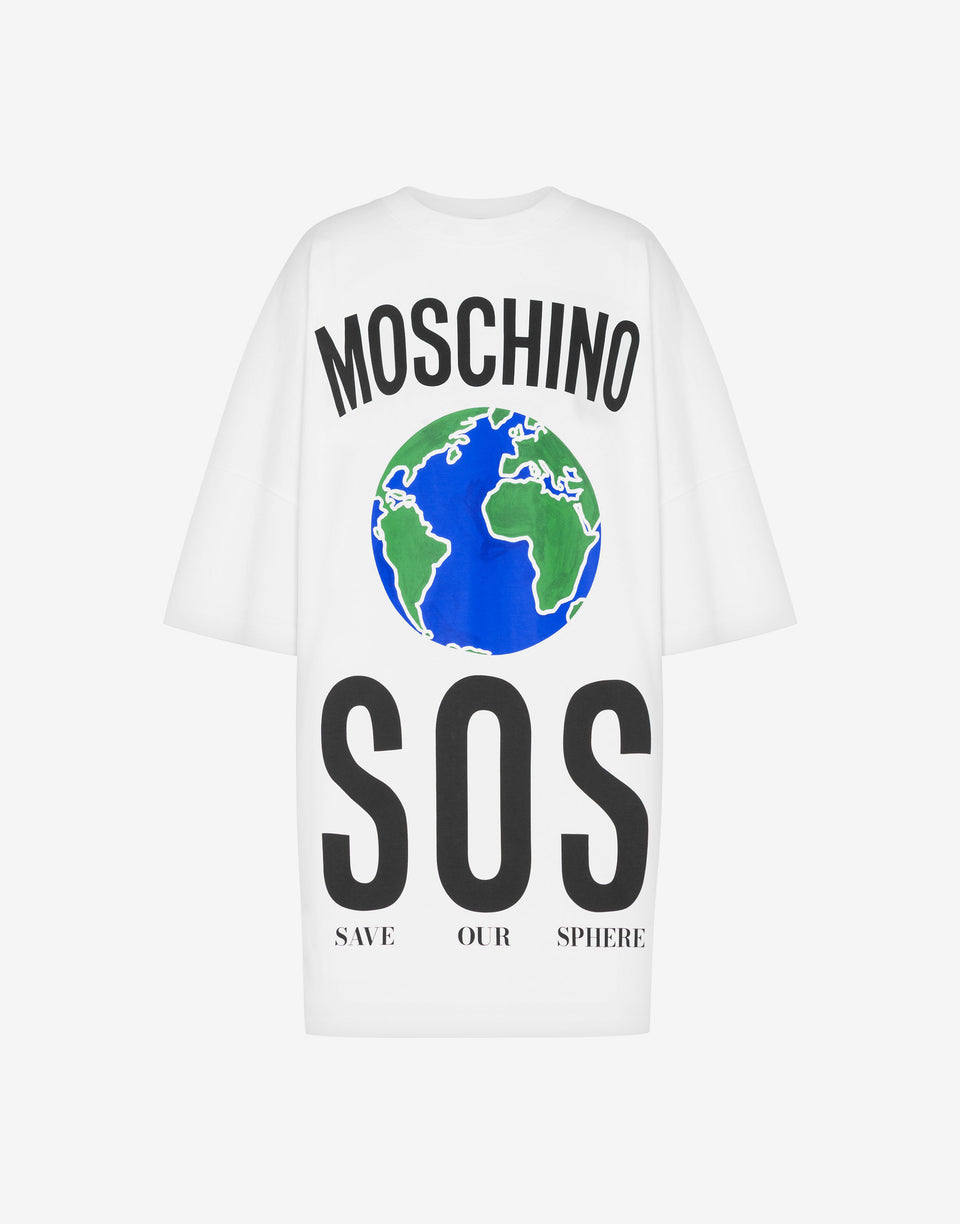 Printed heavy cotton dress White Moschino 0
