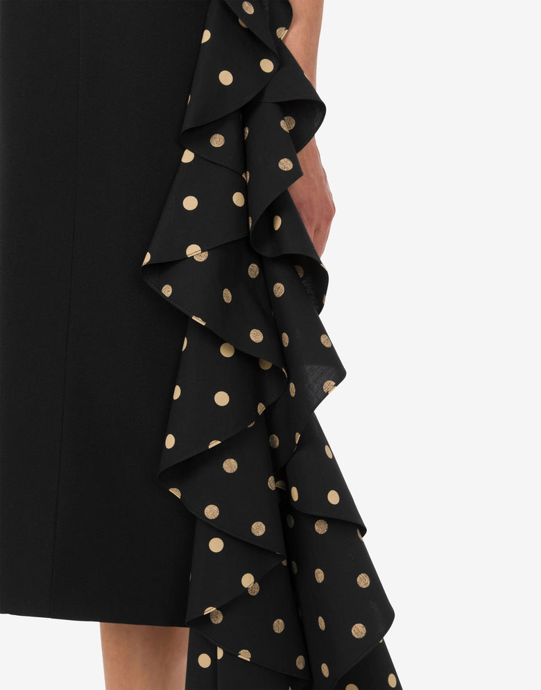 圆点羊毛混纺斜纹连衣裙 黑色 Moschino 3