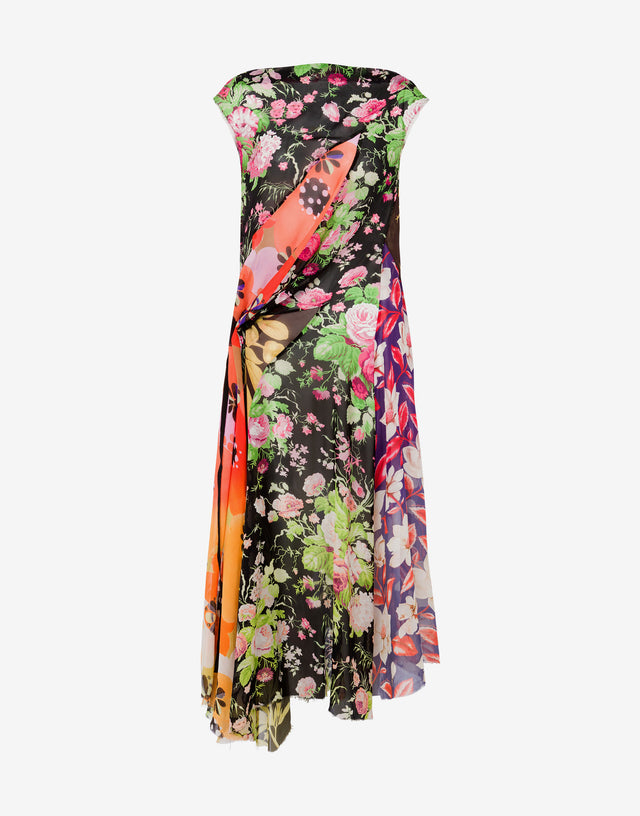 Vestido de georgette de seda estampado Multicolor Moschino 0