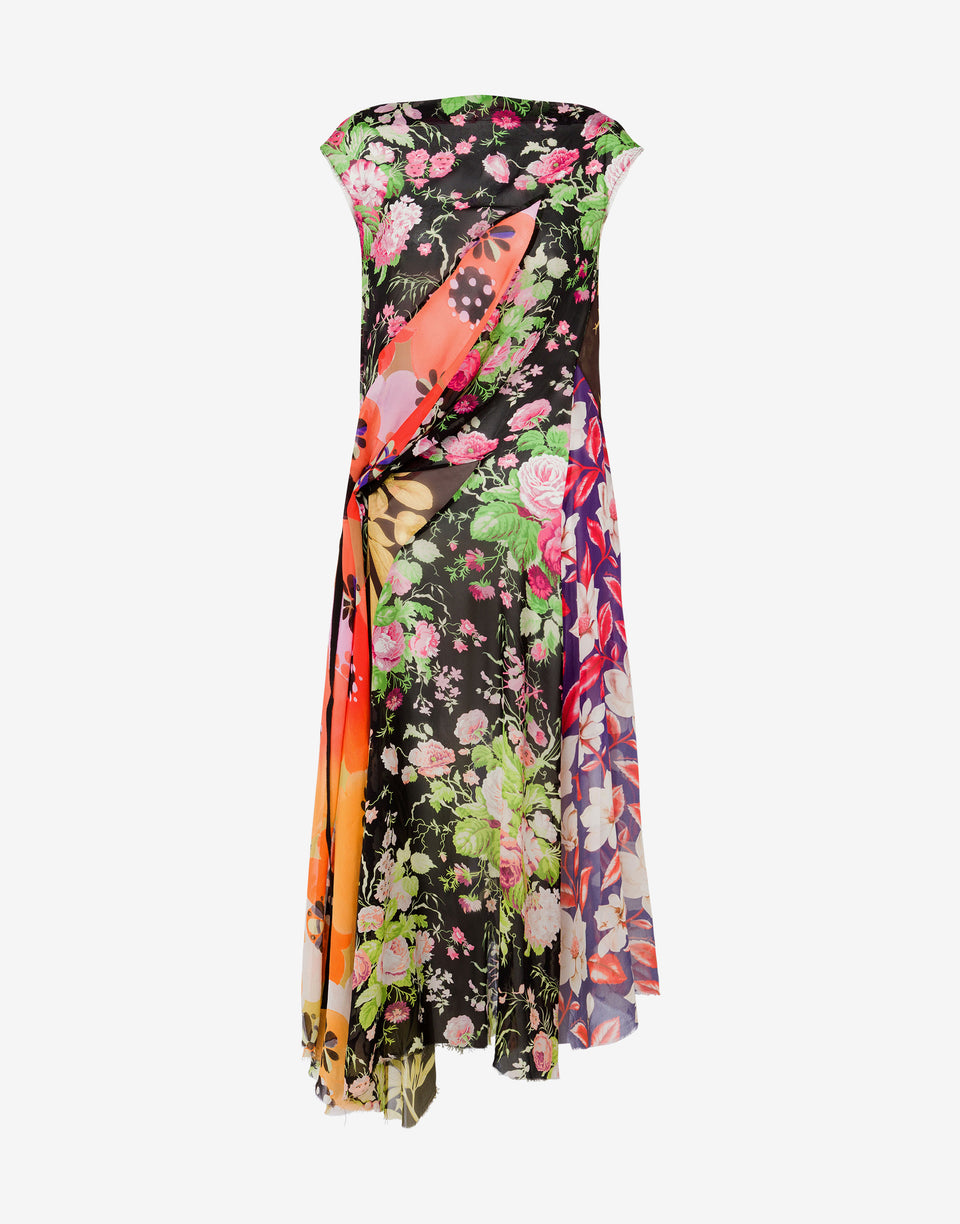 Printed silk georgette dress Multicoloured Moschino 0