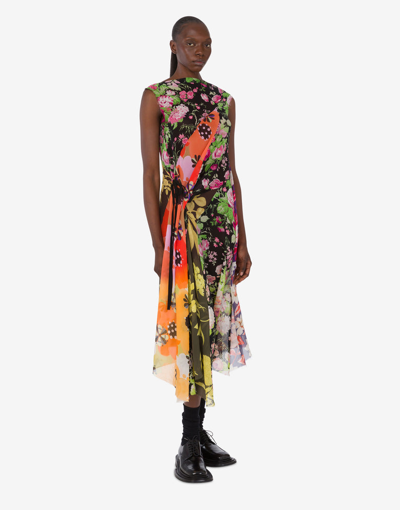 Printed silk georgette dress Multicoloured Moschino 1