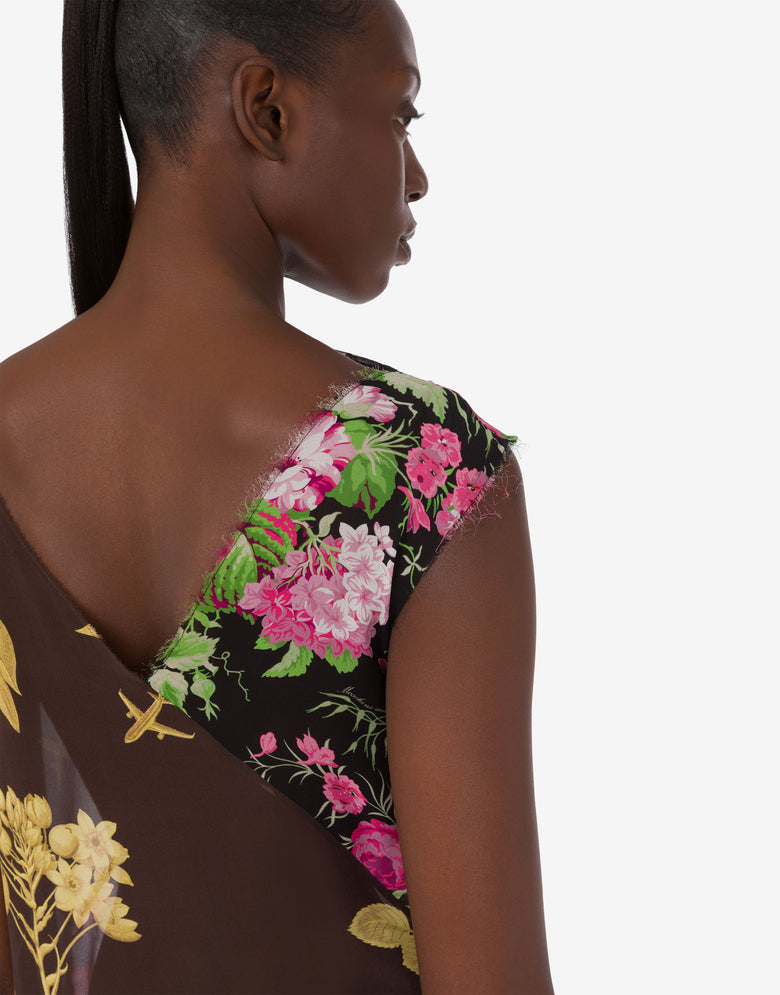 Printed silk georgette dress Multicoloured Moschino 3