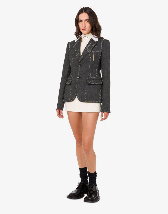 刺绣羊毛帆布外套 深灰色 Moschino 1