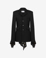 Chaqueta diagonal en mezcla de lana de lunares