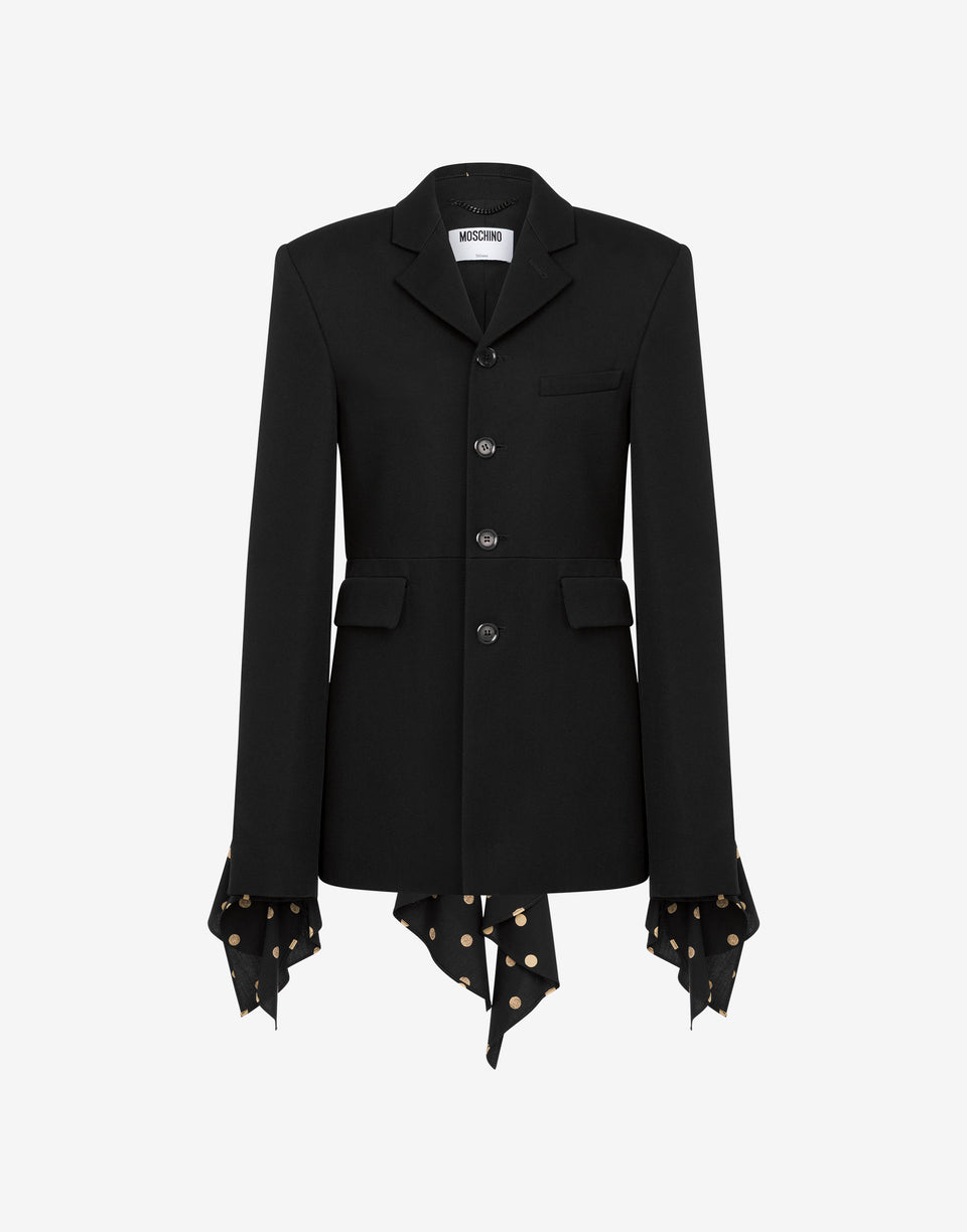Chaqueta diagonal en mezcla de lana de lunares Negro Moschino 0
