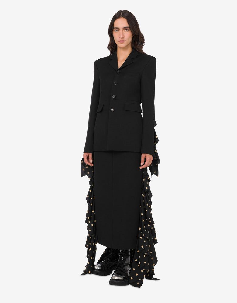 Chaqueta diagonal en mezcla de lana de lunares Negro Moschino 1