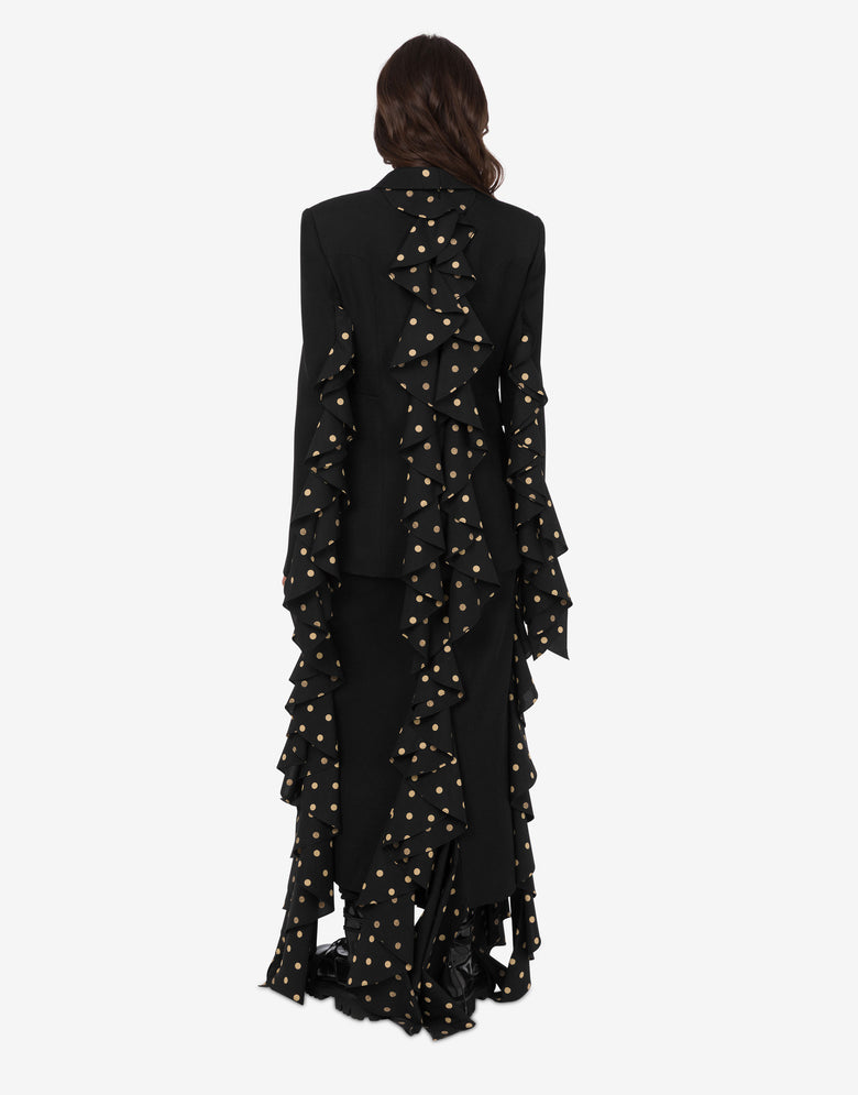 Chaqueta diagonal en mezcla de lana de lunares Negro Moschino 2