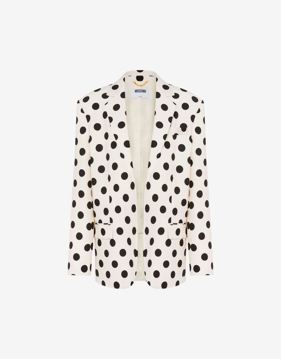 Chaqueta de lana estampada de lunares Marfil Moschino 0