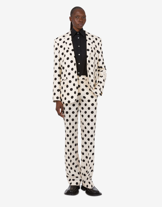 Polka Dots Printed Wool Jacket Ivory Moschino 1