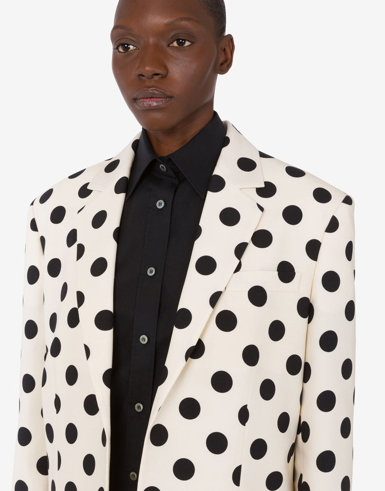 Chaqueta de lana estampada de lunares Marfil Moschino 3
