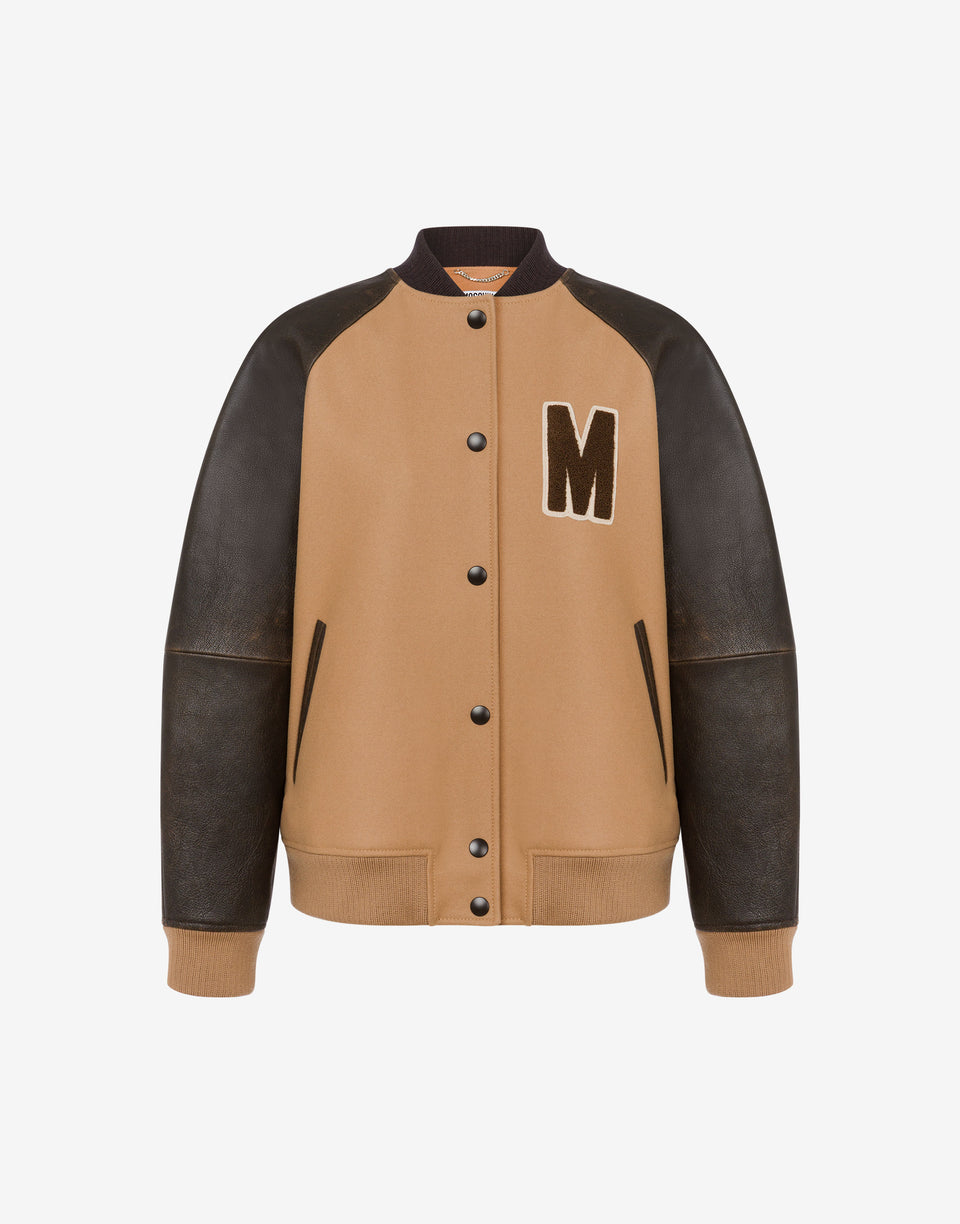 Cazadora bomber de paño de lana Marrón Moschino 0