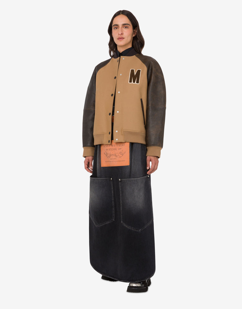 Cazadora bomber de paño de lana Marrón Moschino 1